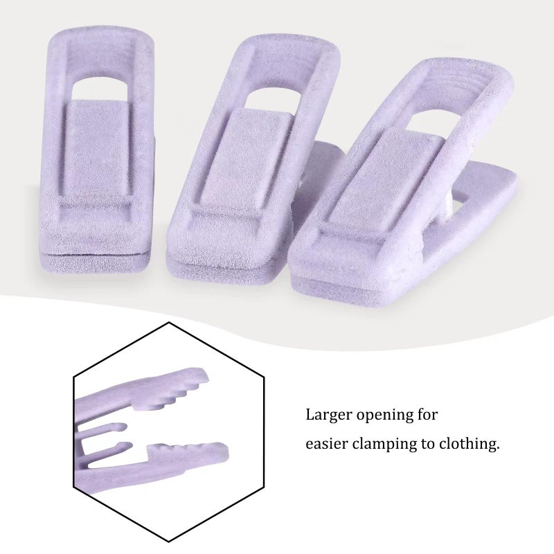 Tinfol Velvet Hangers Clips  50Pcs Light Purple Strong Finger Flocked Clips  Large Opening Clip Pants Hangers Velvet Clips Fit for Thin Clothes Hanger - Image 4